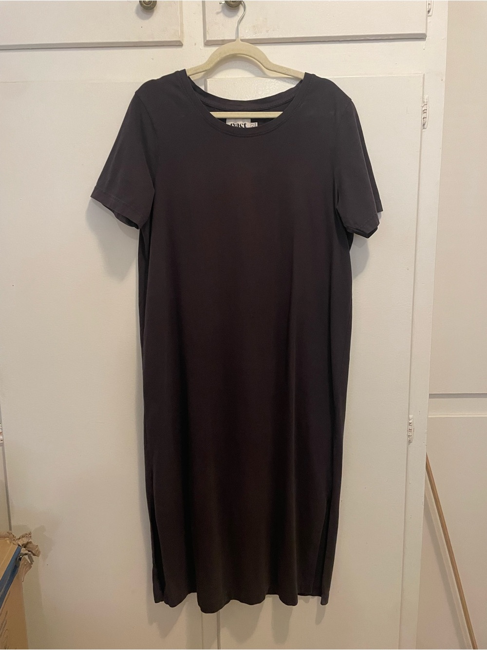 Pact Women's Black Short Sleeve T-Shirt Dress